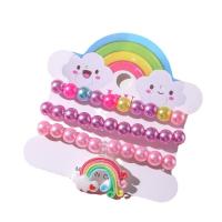 Пластиковый браслет ювелирных изделий, пластик, Радуга, три части & для детей, разноцветный, внутренний диаметр:Приблизительно 45mm, продается указан