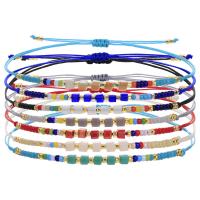 Glass Seed Beads Bracelets, Seedbead, with Knot Cord & Crystal, handmade, Bohemian style & adjustable & for woman Approx 4-32 cm 