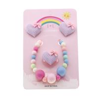 Jewelry Gift Sets, Plastic, Stud Earring & finger ring & bracelet, Heart, for children, multi-colored 