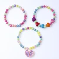 Bijoux Bracelet en plastique, coeur, trois pièces & pour les enfants, multicolore, Diamètre inté Environ 45mm, Vendu par fixé