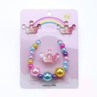 Jewelry Gift Sets, Plastic, Stud Earring & finger ring & bracelet, Crown, for children, multi-colored 