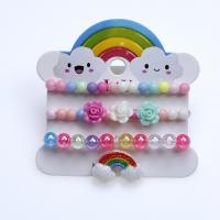 Пластиковый браслет ювелирных изделий, пластик, три части & для детей, разноцветный, внутренний диаметр:Приблизительно 45mm, продается указан
