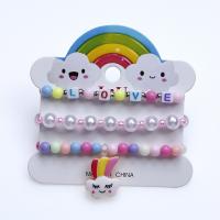 Пластиковый браслет ювелирных изделий, пластик, три части & для детей, разноцветный, внутренний диаметр:Приблизительно 45mm, продается указан