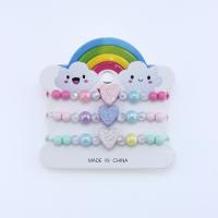 Resin Bracelets, Heart, three pieces & for children, multi-colored, Inner Approx 45mm 