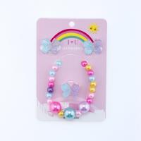 Resin Jewelry Sets, Stud Earring & finger ring & bracelet, Butterfly, for children, multi-colored 