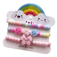 Plastic Jewelry Bracelet, Butterfly, three pieces & for children, multi-colored, Inner Approx 45mm 