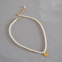 Collier de chaîne en laiton de perles d'eau douce, avec perle d'eau douce cultivée, avec 5CM chaînes de rallonge, Placage de couleur d'or, bijoux de mode & pour femme Environ 37 cm, Vendu par PC[