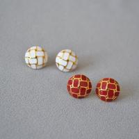 Brass Stud Earring, Round, gold color plated, fashion jewelry & for woman & enamel 17mm [