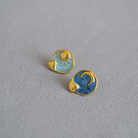 Brass Stud Earring, gold color plated, fashion jewelry & for woman & enamel, mixed colors, 20mm [
