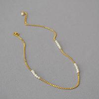 Collier de chaîne en laiton de perles d'eau douce, avec perle d'eau douce cultivée, avec 5CM chaînes de rallonge, Placage de couleur d'or, bijoux de mode & pour femme Environ 39 , Vendu par PC[