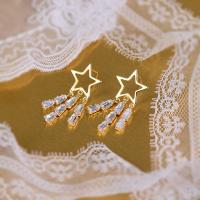 Cubic Zirconia Micro Pave Brass Earring, Star, 14K gold-filled, fashion jewelry & micro pave cubic zirconia & for woman [