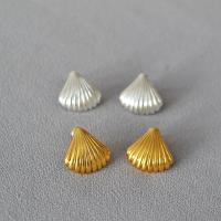 Brass Stud Earring, Shell, real gold plated, fashion jewelry & for woman 20mm [