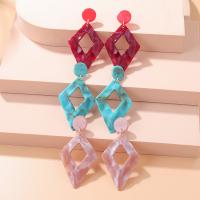 Resin Zinc Alloy Earring, with Resin, Rhombus, gold color plated, fashion jewelry & for woman 