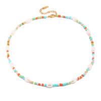 Glass Seed Beads Jewelry Sets, 304 Stainless Steel, finger ring & bracelet & necklace, with Seedbead & Plastic Pearl, plated, fashion jewelry multi-colored 