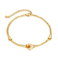 Stainless Steel Anklets Jewelry, 304 Stainless Steel, with Pearl Oyster, with 55MM extender chain, fashion jewelry & for woman, golden Approx 210 mm [