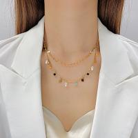Natural Freshwater Pearl Necklace, 304 Stainless Steel, with Freshwater Pearl & Glass, with 5.5CM extender chain, Vacuum Ion Plating, fashion jewelry & for woman, golden Approx 38 cm 