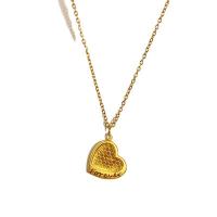 Titan Schmuck Halskette, Titanstahl, mit Verlängerungskettchen von 2inch, Herz, vergoldet, Oval-Kette & für Frau, Länge:ca. 15.7 ZollInch, verkauft von PC[