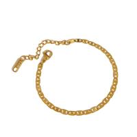 Titanium Steel Bracelet, with 2inch extender chain, real gold plated, fashion jewelry & for woman Approx 5.9 Inch [