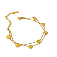 Titanstahl Armband, mit Verlängerungskettchen von 2inch, Herz, vergoldet, Doppelschicht & für Frau, Länge:ca. 5.9 ZollInch, verkauft von PC
