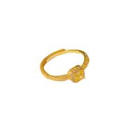 Anillo de dedo de acero Titanium de, metal, Cuadrado, chapado en color dorado, ajustable & para mujer & con diamantes de imitación, Vendido por UD
