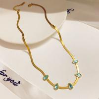 Titanstahl Halskette, mit Verlängerungskettchen von 2inch, Tropfen, vergoldet, für Frau & mit Strass, Länge:ca. 15.4 ZollInch, verkauft von PC