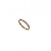 Anillo de dedo de acero Titanium de, Partículas de acero, chapado en oro de rosa real, con número romano & diverso tamaño para la opción & para la pareja & con diamantes de imitación, tamaño:6-9, Vendido por Set