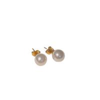 Titanium Steel Earrings, Plastic Pearl, with 304 Stainless Steel, gold color plated & for woman [