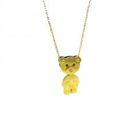 Titanium Steel Necklace, Bear, real gold plated, oval chain & for woman Approx 15.7 Inch [