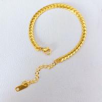 Acier titane bracelet, avec 2inch chaînes de rallonge, Plaqué d'or 18K, bijoux de mode & pour femme Environ 5.9 pouce, Vendu par PC[