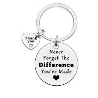 Stainless Steel Key Chain, 304 Stainless Steel, Flat Round, polished, Unisex & with letter pattern, original color [