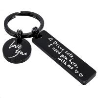 Stainless Steel Key Chain, 304 Stainless Steel, Rectangle, polished, Unisex & with letter pattern [