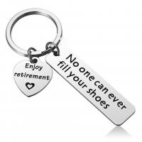 Stainless Steel Key Chain, 304 Stainless Steel, Rectangle, polished, Unisex & with letter pattern, original color [