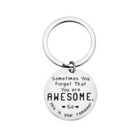 Stainless Steel Key Chain, 304 Stainless Steel, Flat Round, polished, Unisex & with letter pattern, original color 