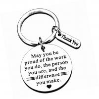 Stainless Steel Key Chain, 304 Stainless Steel, Flat Round, polished, Unisex & with letter pattern, original color 