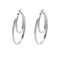 Mode Eisen Prise Kreis Ohrringe, Modeschmuck & für Frau, Silberfarbe, 65mm, verkauft von Paar[