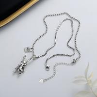 Sterling Silver Jewelry Necklace, 925 Sterling Silver, with 1.97inch extender chain, Rabbit, Antique finish, fashion jewelry & for woman Approx 15.75 Inch 