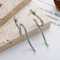 Sterling Silver Stud Earring, 925 Sterling Silver, Snake, Antique finish, fashion jewelry & for woman, 45mm [