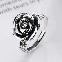 Sterling Silver Finger Ring, 925 Sterling Silver, Rose, Antique finish, fashion jewelry & for woman, 16mm 