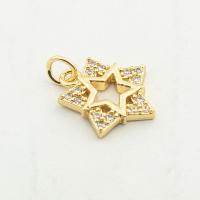 Cubic Zirconia Micro Pave Sterling Silver Pendant, 925 Sterling Silver, Star, gold color plated, DIY & micro pave cubic zirconia Approx 0.3mm [