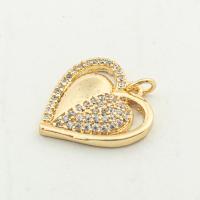 Cubic Zirconia Micro Pave Sterling Silver Pendant, 925 Sterling Silver, Heart, gold color plated, DIY & micro pave cubic zirconia Approx 0.3mm [