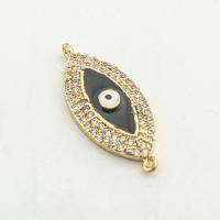 Evil Eye Jewelry Connector, 925 Sterling Silver, gold color plated, DIY & micro pave cubic zirconia Approx 0.1mm [