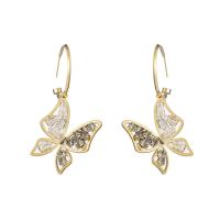Zinc Alloy Rhinestone Drop Earring, Butterfly, plated, fashion jewelry & for woman & with rhinestone 