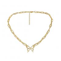 Zinc Alloy Necklace, with 1.97inch extender chain, Butterfly, gold color plated, fashion jewelry & for woman, golden Approx 14.17 Inch [