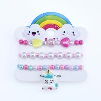 Resin Bracelets, Unicorn, three pieces & for children, multi-colored, Inner Approx 45mm 