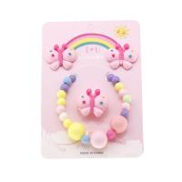 Jewelry Gift Sets, Plastic, Stud Earring & finger ring & bracelet, Butterfly, for children, multi-colored 
