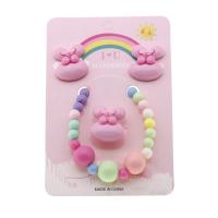Jewelry Gift Sets, Plastic, Stud Earring & finger ring & bracelet, Rabbit, for children, multi-colored 