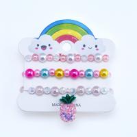 Resin Bracelets, Pineapple, three pieces & for children, multi-colored, Inner Approx 45mm 