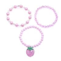 Bijoux Bracelet en plastique, fraise, trois pièces & pour les enfants, rose, Diamètre inté Environ 45mm, Vendu par fixé