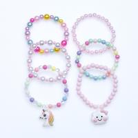 Plastic Jewelry Bracelet, 6 pieces & for children, multi-colored, Inner Approx 45mm [