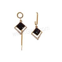 asymmetrische Ohrringe, Messing, Rhombus, vergoldet, Modeschmuck & Micro pave Zirkonia & für Frau, schwarz, 2.5X7.7CM,2.5x5.7cm, verkauft von Paar